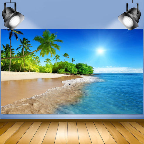 Tropical Seaside Backdrop FHZON 5x3ft Summer Beach Hawaii Island Palm Trees Photography Background for Boys Girls Adults Portrait Holiday Travel S...